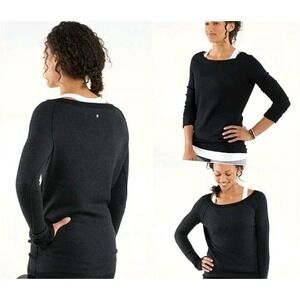 Lululemon Sweater Womens Small? Chai Time‎ II Reversible Pullover Black Charcoal